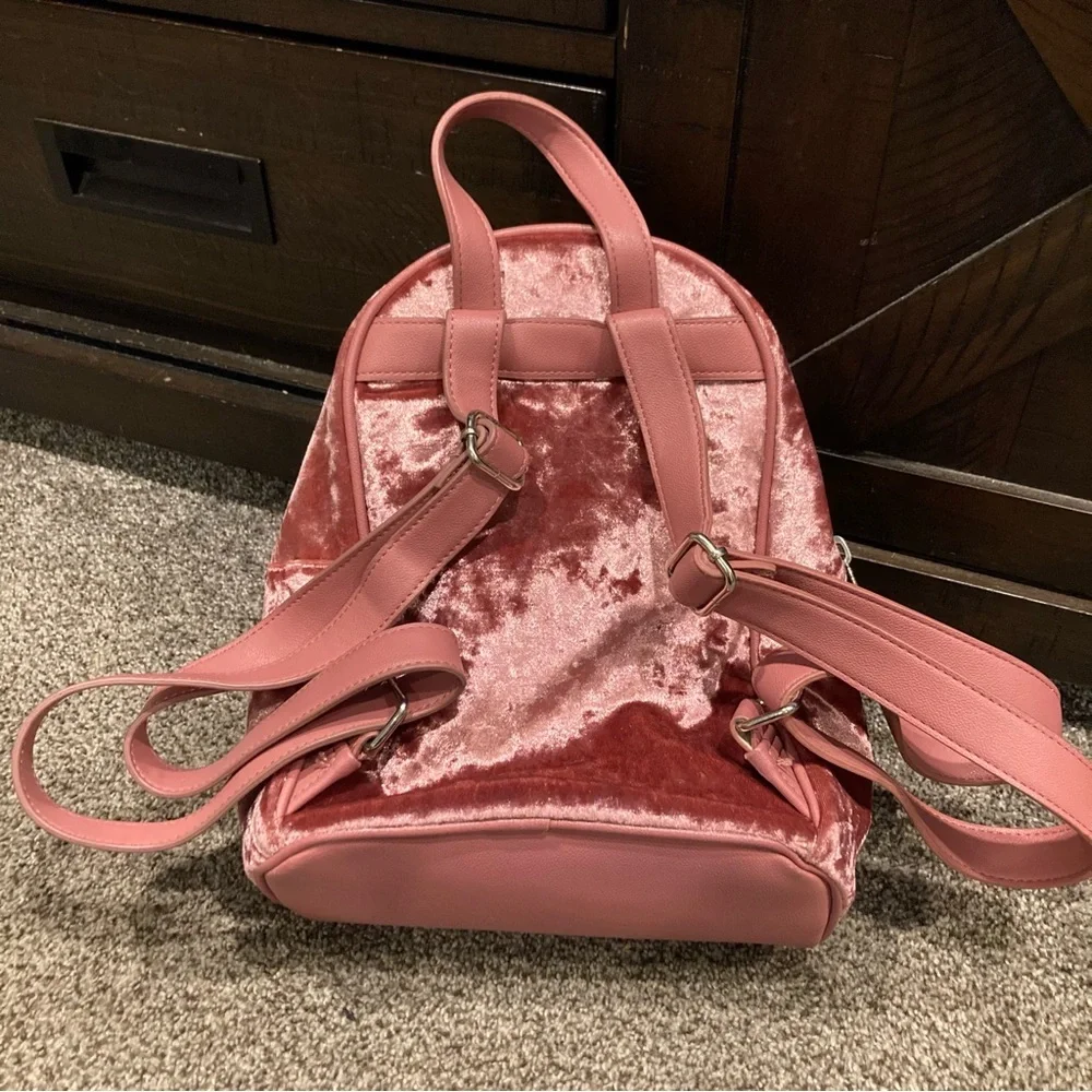 Design Lab - Lord & Taylor Crushed Velvet Backpack~Pink - Like New